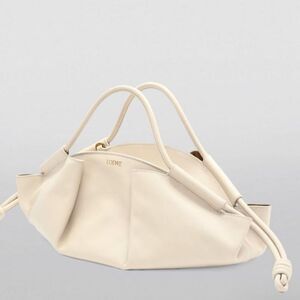 Loewe Paseo Small Leather Shoulder Bag in Angora Cream Color